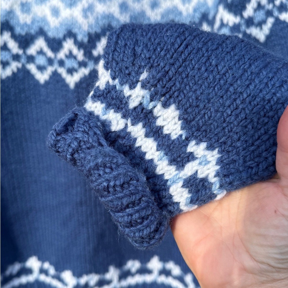 Navy and White fair isle yolk handknit Sweater - Picture 7 of 7